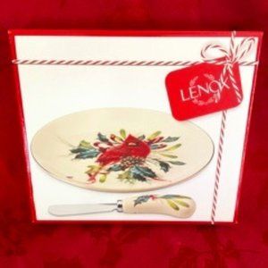NWT Lenox Winter Greetings Cheese Plate/Knife